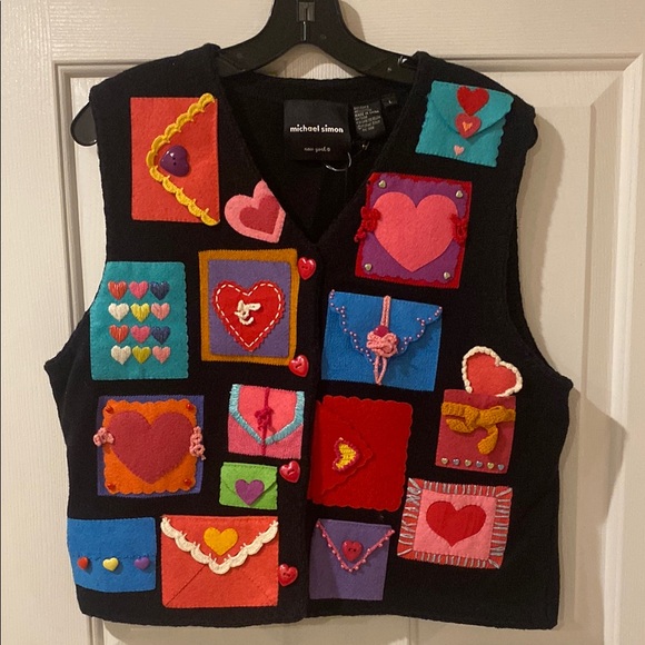Michael Simon Colorful Heart Patchwork Vest - Picture 4 of 11